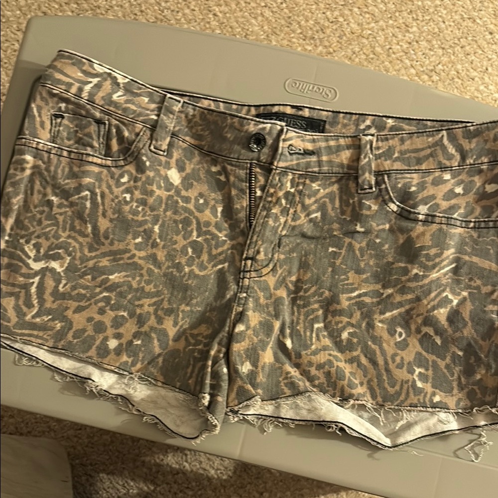 GUESS Women's Tan Leopard Print Shorts